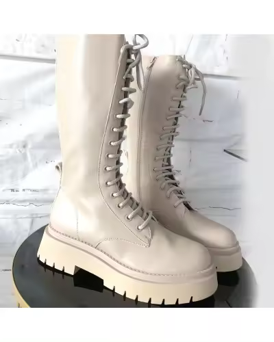 Corina Botas Estilo Militar con Cordón y Plataforma de Tacón - 1
