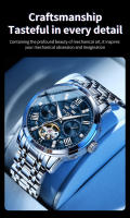 Reloj Mecánico Para Hombre OLEVSSkeketon Flywheel Auténtico Resistente Al Agua Luminoso Calendario Perpetuo Display Romano Acero Inoxidable - details 2
