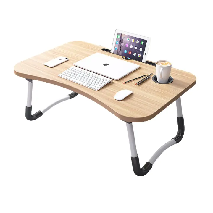 Mesa de Ordenador portátil para Cama y sofá, Soporte para Ordenador portátil, Soporte Vaso Mesa Plegable, portátil, Bandeja de Desayuno Mesa de Cama multifunción - 1