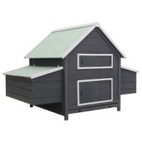 vidaXL Madera Maciza Gallinero 157x97x110cm Casa Jaula Pollos Gallinas Color Latón,  Gris,  Marrón y mas - details 1