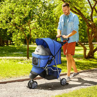PawHut Cochecito Plegable para Mascotas Carrito para Perros y Gatos con Ruedas Giratorias Cesta y Posavasos 75x45x97cm - details 1