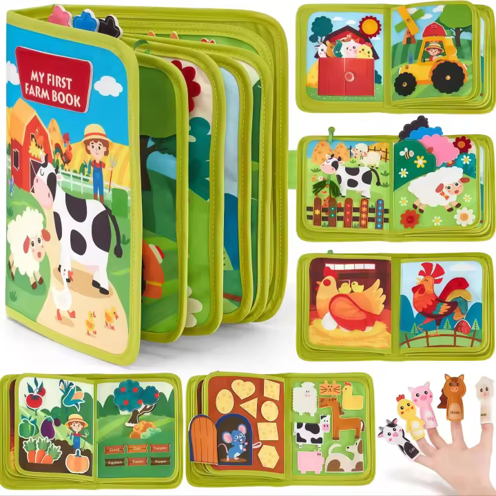 Libro Ocupado Montessori Para Bebés Educación Temprana Juguete De Actividad De Historia De Animales En La Granja Juego De Cuentos Para Motricidad Fina Y Quietud Para Niños Pequeños - 1