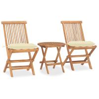 vidaXL Set comedor de jardín plegable 3 piezas madera de teca cojines en color Gris/Antracita/Azul claro y más | acolchados duraderos para sofás de jardín terraza exterior - details 3