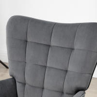 Sellón orejero con taburete Sillón reclinable tapizado Terciopelo Sala de estar Peso hasta 120 kg Gris Oscuro - details 2