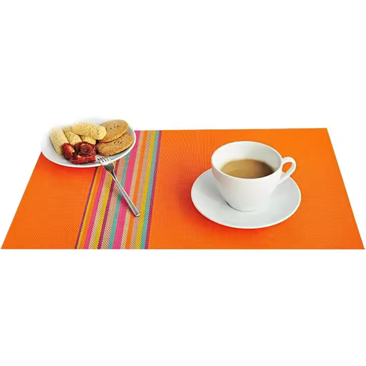 Juego de 6 manteles individuales lavables, PVC resistente a la suciencia y calor, 45x30 cm, vinilo, Naranja, 45x30 cm - 1
