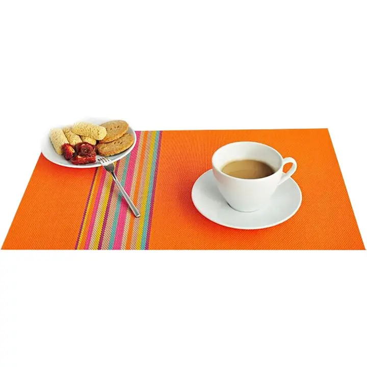 Juego de 6 manteles individuales lavables, PVC resistente a la suciencia y calor, 45x30 cm, vinilo, Naranja, 45x30 cm - 1
