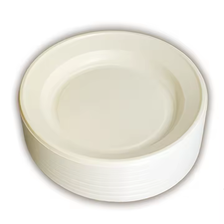 Pack 100 Platos Postre 17cm de Plástico De Alta Resistencia, Reutilizables, Lavables y 100% Reciclables - Plato Pequeño Para Tapas y Postres Color Blanco Crema Reusable, Ideal para cualquier evento o celebración (Fiestas, Cumpleaños, Picnics, Barbacoas) - 1