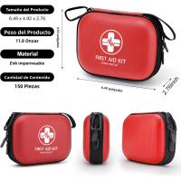 Kit De Primeros Auxilios Mini De 150 Piezas Resistente Al Agua Con Carcasa Dura Para Uso En Casa Coche Viajes Camping Camión Senderismo Deportes Oficina - details 3