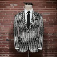 Chaqueta De Chequera Para Hombre Slim Fit Con Abertura Lateral Traje Completo Houndstooth Casual Cierre Único Longitud Regular - details 2