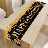 Corredor De Mesa Para Cumpleaños Black Gold Decoración Para Fiesta De Cumpleaños Para Niños Y Adultos PVC Material Decoración De Primera Enseñanza - details 1