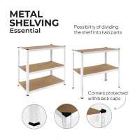 Ociodual Estantería Metálica Essential Blanco, Ideal para Hogar, Garaje, Cocina, Oficina, Multiusos, Almacenamiento Divisible, Sin Tornillos, 875kg, 5 Baldas MDF, 180 x 90 x 40cm - details 2