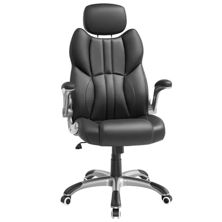 SONGMICS Silla de Oficina, Silla Gaming Ergonómica, Mecanismo de Inclinación, Apoyabrazos Plegables, Ruedas Universales, Altura Ajustable, Silla Racing, Negro Tinta/Marrón Caramelo/Blanco Crema - 1