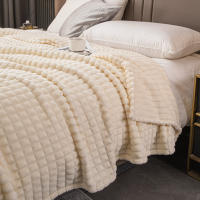 Manta De Punto Elegante Con Cuadros - Cómoda Y Cálida Todo El Año, Faux Peluche De Conejo Hipoalergénico Trae El Confort De Casa - details 9