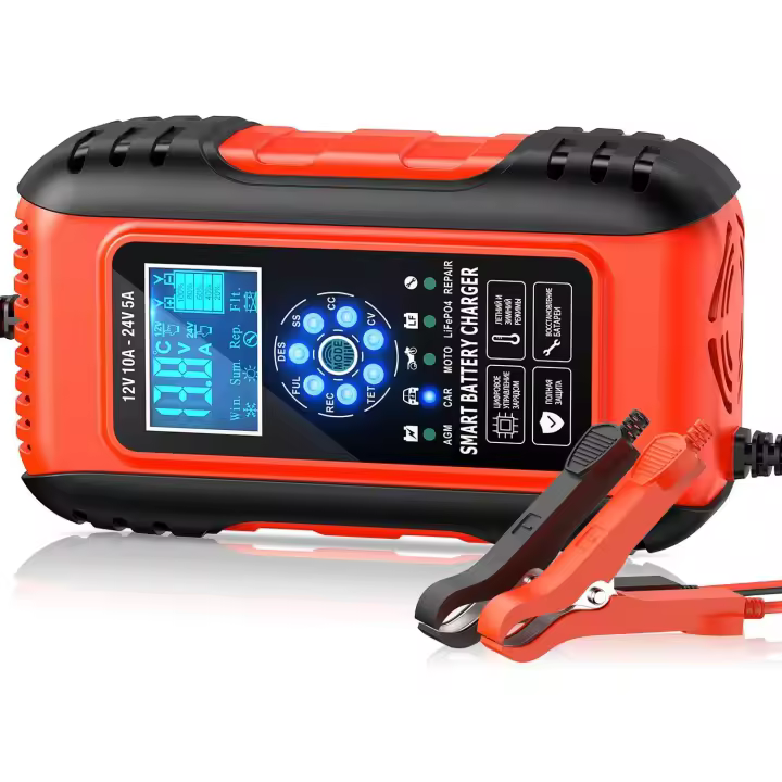 Cargador de Batería Inteligente, Cargador de Batería y Función de Reparación Automática Portátil con Pantalla LCD - 1