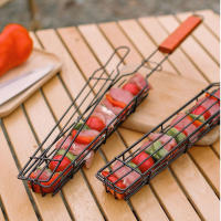 Cage De Barbecue De Madera Al Aire Libre Para Carne Y Verduras Con Mango De Barra Para Camping Herramientas De Picnic - details 1