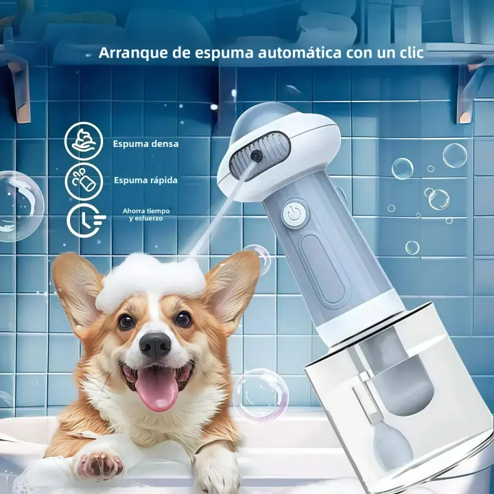 Dispensador De Jabón Automático Para Perros Sin Cables USB Silencioso Frother De Bañado Para Gatos Limpieza Profunda Pulverizador De Espuma Para Mascotas - 1