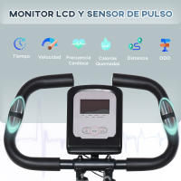 HOMCOM Bicicleta Estática Plegable con Sensor de Pulso Pantalla LCD Resistencia Ajustable de 8 Niveles Sillín Regulable y Respaldo para Entrenamiento en Casa 107x53x107 cm Negro - details 3
