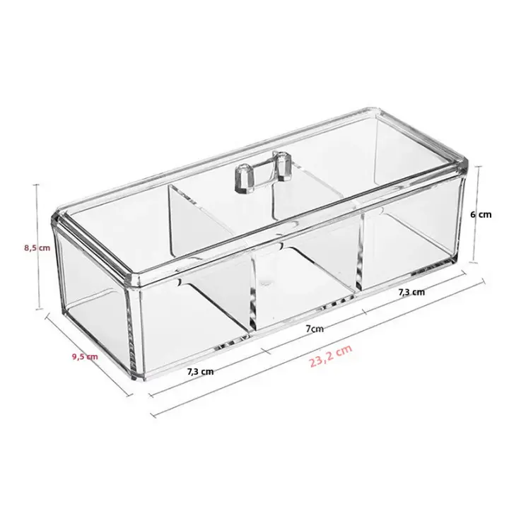 Caja De Almacenamiento Para Maquillaje Organizador Acrílico Transparente Para Esponjas Y Algodón Suave Organizador De Escritorio Para Cosméticos - 1