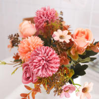 Rosa De Otoño Artificial Daisy Bouquet Para Boda Decoración De Jardín Navidad Vases Hogar Sala De Estar Mesa Plantas Falsas Regalo - details 3