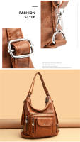 Mochila De Viaje Para Mujer En Cuero PU Lavado Bolsa De Hombro Escolar Bandolera 2024 Capacidad De 20-35 Litros Estilo Casual - details 3
