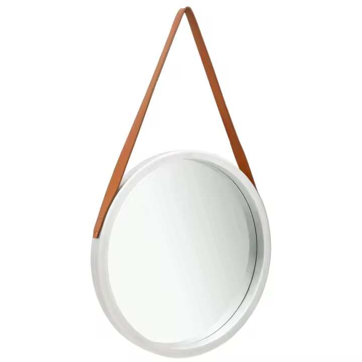 vidaXL Espejo de pared con correa plateado 50 cm - 1
