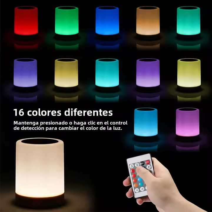 Lámpara De Noche Inteligente RGB 16 Colores Recargable Por USB Para Mesa De Noche Decoración De Dormitorio Regalo Luz De Mesa De Comedor Toque Sensible - 1