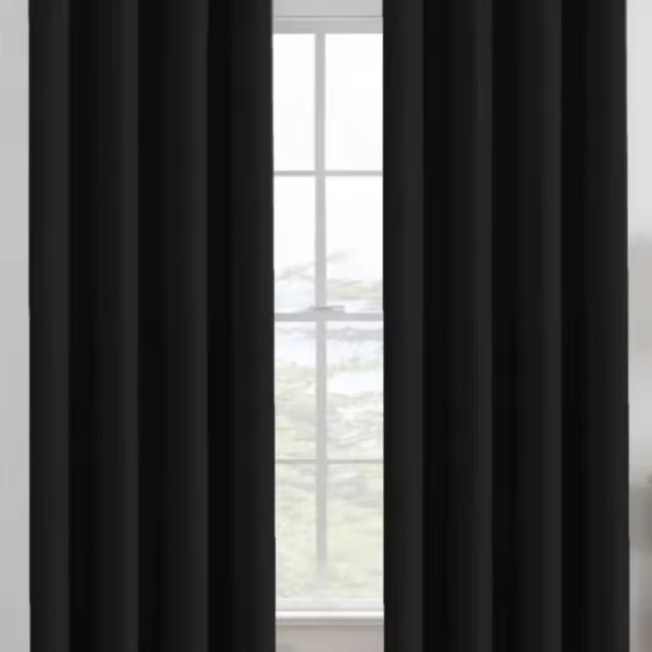 Cortina De Veludo Negro 1PC Impermeable Y Antirreflejo Para Sala De Estar Comedor Dormitorio Estilo Clásico 100% Poliéster - 1
