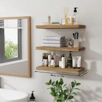 Estante Flotante De Madera Para Pared Estilo Rustico Organizador De Arte Y Almacenamiento Para Dormitorio Decoración Del Hogar Montaje En Pared - details 1