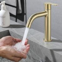Grifo De Baño De Acero Inoxidable Dorado Pulido Montado En Pared Monohole Accesorios De Baño Monoflejo Para Lavabo Sin Agua Caliente - details 0