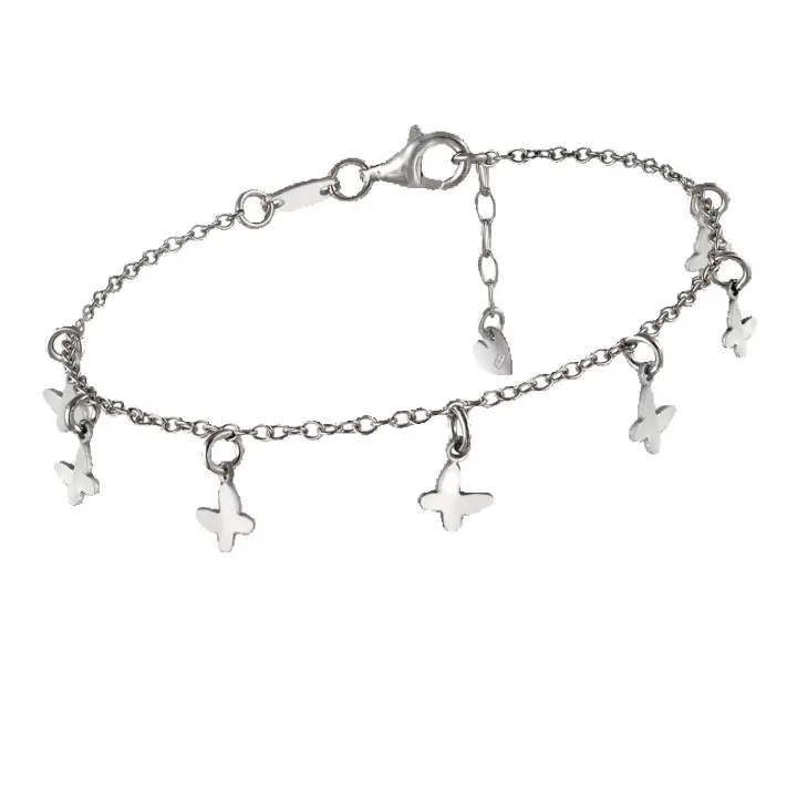 Pulsera de Plata con Dijes de Mariposa, 16+3 cm, Cadena de 4 mm, Cierre de Mosquetón, Ref: CHP144PULP86B - 1