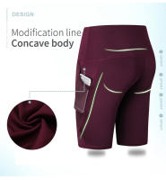 Shorts De Yoga Para Mujer Verano 2023 Cintura Alta Compresión Secado Rápido Running Fitness Con Diseño De Bolsillos - details 5
