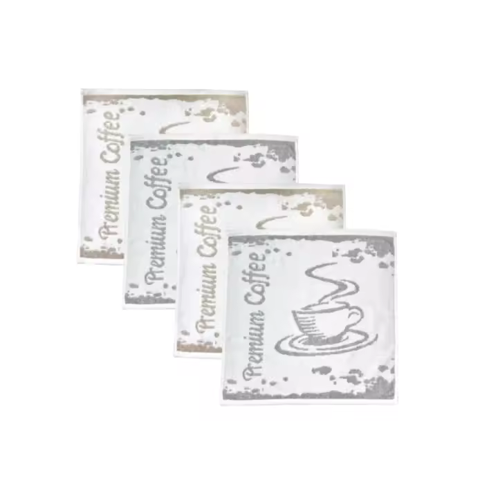 CASTMA GARANTIA DE ALTA CALIDAD - Set de 4 Paños de Cocina Rizo Modelo Coffee 100% Algodón 50x50cm - Absorción Superior - 1