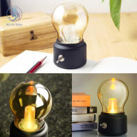 Bombilla De Noche LED Recargable Vintage Retro Sin Cable Con Sombrilla De Vidrio Para Decoración De Dormitorio Lámpara De Mesa - details 8