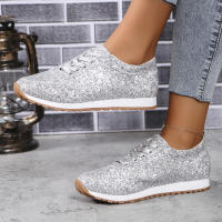 Zapatos De Mujer De Primavera Con Lentejuelas Bling Y Diseño Fashion Punta Redonda Antideslizantes Confortables Para Exterior Suela Gruesa - details 5