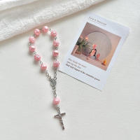 Pulsera De Perla De Vidrio Para Bebé 6/8mm Rosario Mini Cruz Cadena De Dedo Religiosa Regalo Eucarístico Unisex Clásica - details 7