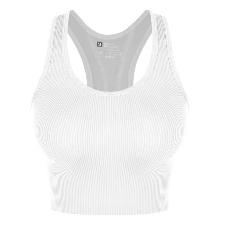 Top De Yoga Basic Racerback Para Mujer Camiseta Sin Costuras De Rib Knit Para Gimnasio Y Pilates Sin Almohadillas Internas - 1