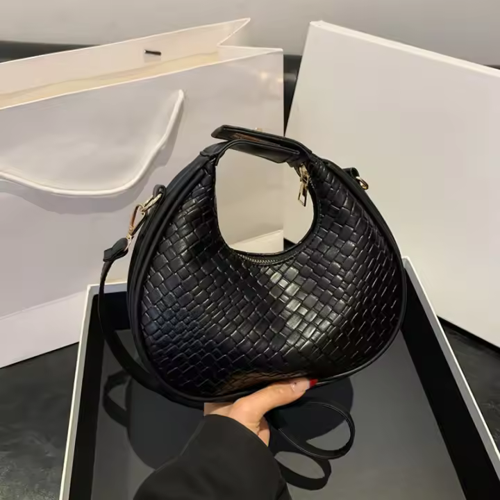 Bolso De Hombro PU Cuero Moda Color Sólido Con Red Trendy Bolso Cruzado Pequeño Para Damas Lujo Diseñador Bolsos De Mano - 1