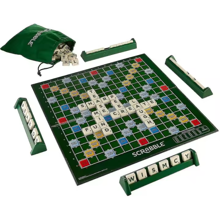 Scrabble gran edición plegable con tablero de juego de madera giratorio - 1