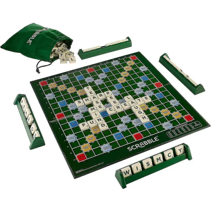 Scrabble gran edición plegable con tablero de juego de madera giratorio - 1