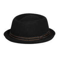 Sombrero De Piel De Cerdo Negro Vintage Para Hombres Con Lazo 100% Lana Feltro Fedoras Unisex Jazz Cap Church Panama Gorras De Gangsters Sombrero De Gentleman - details 1