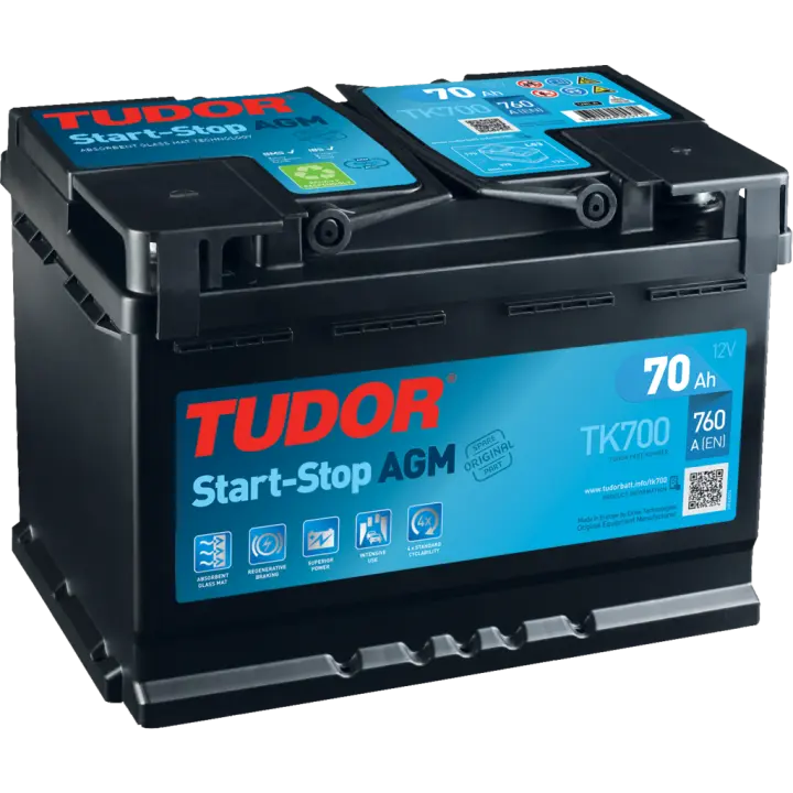 Batería de coche Tudor TK700 Start-Stop Agm. Tecnología AGM. 12V - 70Ah/760A (EN) Caja L3 - 1