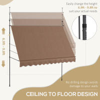 Outsunny Toldo Manual Retráctil 3x1,2 m Toldo Exterior Terraza Enrollable Altura Ajustable con Manivela 210-300 cm Sin Taladro Protección UV30+ para Balcón Jardín - details 3