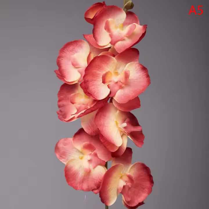 1 Pieza De 8 Cabezas De Mariposa Artificial Orquídea 3D Falsa Flor De Simulación Para Decoración De Hogar Y Boda Con Toque Real - 1