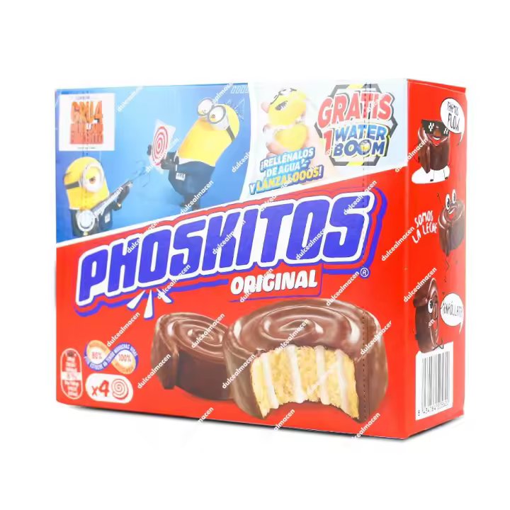 Phoskitos Original Cuétara Pack de 4 Unidades | Pastelitos de Bizcocho con Crema y Cobertura de Chocolate - 1