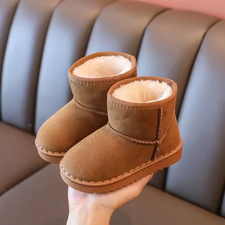 Botas De Nieve Para Niños Invierno Antideslizantes Color Sólido Calientes Con Patrón Suave Y Grueso Bajo Material De Suela RUBBER Talla True Fit Para Edad 4-6Años - 1
