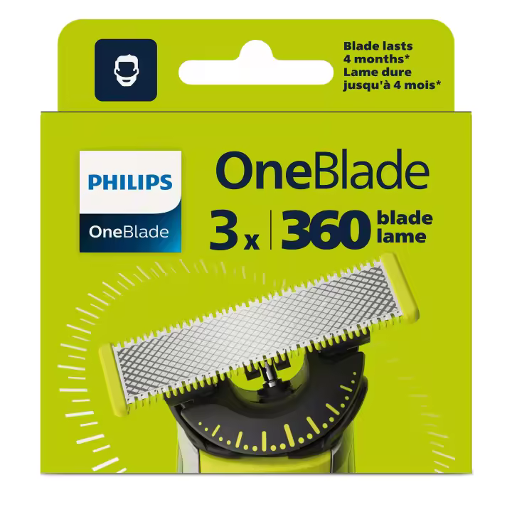 3 recambios cuchilla flexible 360 Philips OneBlade, compatible con todos los mangos - 1