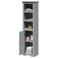 vidaXL Mueble de baño BODO 44x30x160 cm en color Blanco y marrón/Blanco/Gris | almacenamiento funcional diseño moderno para baño dormitorio sala - details 2