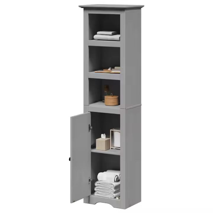 vidaXL Mueble de baño BODO 44x30x160 cm en color Blanco y marrón/Blanco/Gris | almacenamiento funcional diseño moderno para baño dormitorio sala - 1