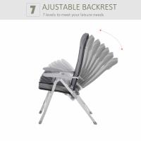 Outsunny Silla de Jardín Plegable de Aluminio con Respaldo Alto Ajustable en 7 Posiciones y Reposacabezas Acolchado para Exterior 75x61,5x114,5 cm Gris - details 3