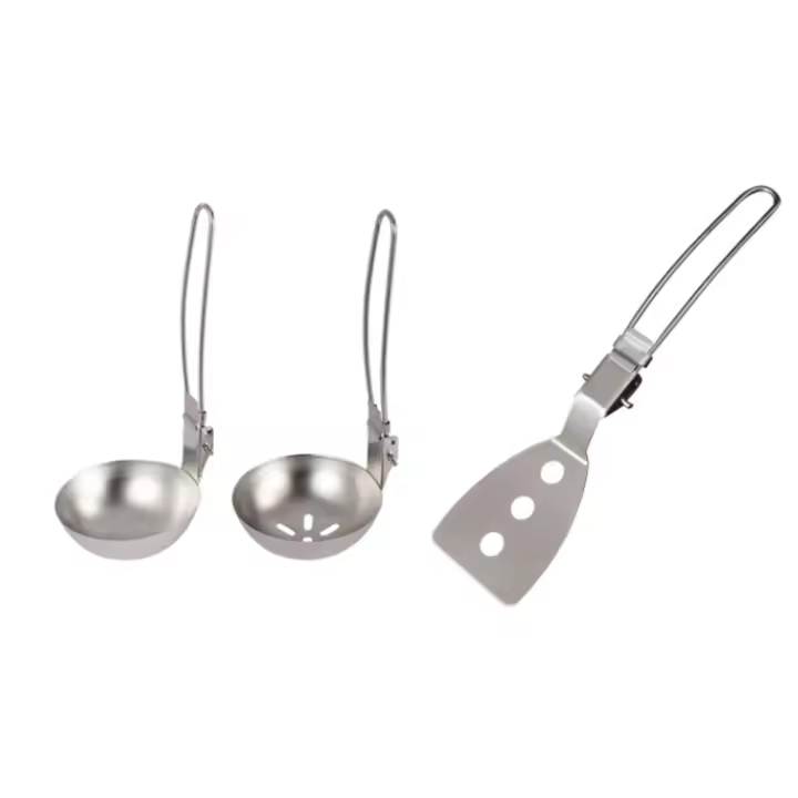 Utensilios de cocina para acampar, utensilios de cocina plegables, Espumador de acero inoxidable, cuchara ranurada, vajilla - 1